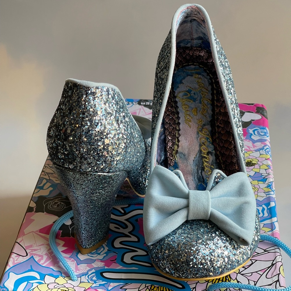 IRREGULAR CHOICE BRIDAL HEELS NICK OF TIME SOMETHING BLUE - Picture 1 of 7